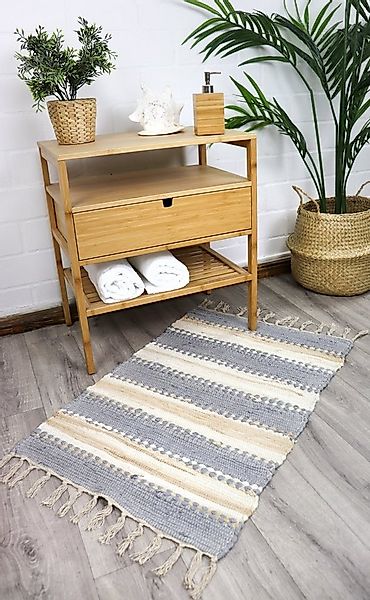 jilda-tex Läufer Teppich-Läufer Streifen Fransen recycelt 60x90 cm Baumwoll günstig online kaufen