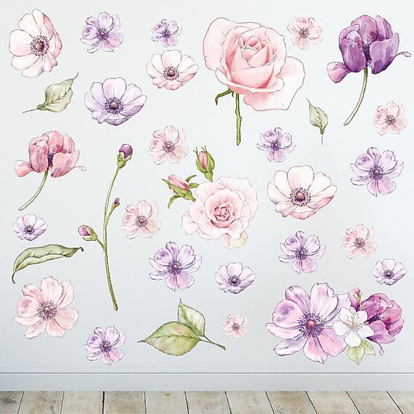 Sunnywall Wandtattoo Blumen Wandsticker Wandtattoo (2 günstig online kaufen