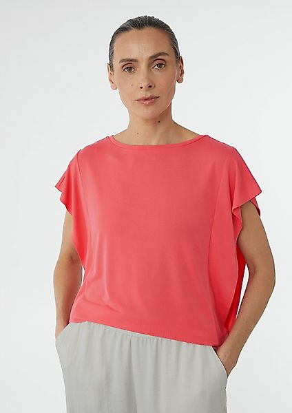 Comma Kurzarmshirt Jersey-Shirt mit Volant günstig online kaufen