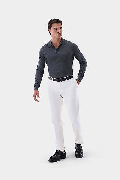 Poloshirt Langarm aus ultrafeiner Merinowolle günstig online kaufen