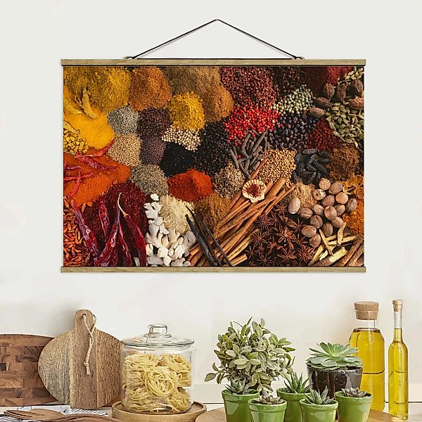 Stoffbild Küche mit Posterleisten - Querformat Exotische Gewürze günstig online kaufen