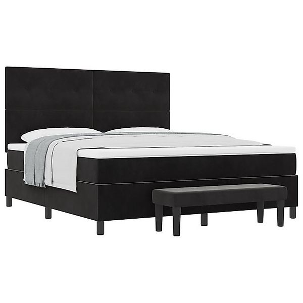 vidaXL Bett Boxspringbett mit Matratze und Bank Schwarz 180x200 cm Samt (2- günstig online kaufen