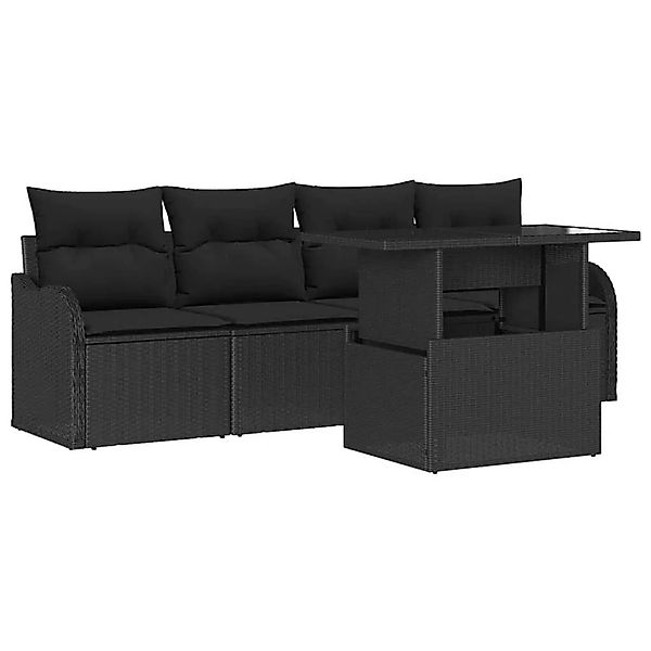 vidaXL Gartensofa-set mit Kissen 5-Tlg Schwarz Poly-Rattan 3357106 günstig online kaufen