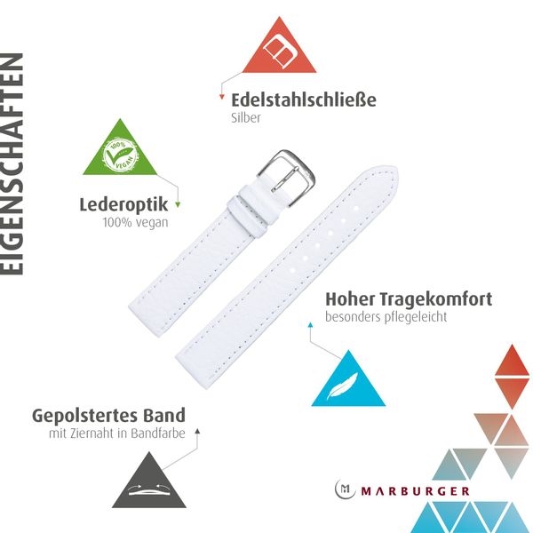 MARBURGER Uhrenarmband 20mm Kunststoff Vegan Weiss günstig online kaufen