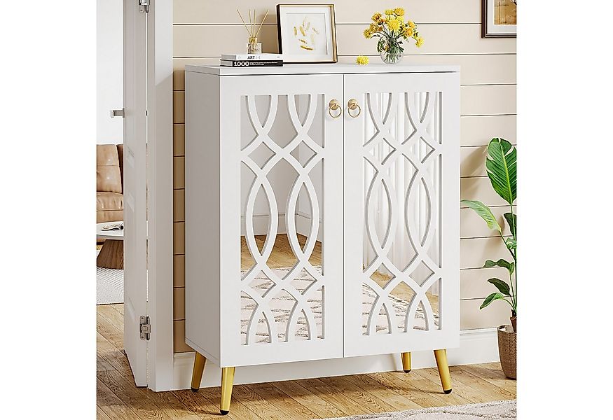 Tribesigns Schuhschrank verspiegelte Schuhschrank mit Türen, 5-Tier weiß Mo günstig online kaufen