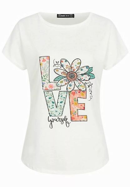 CLOUD 5IVE T-Shirt CLOUD 5IVE Viskose T-Shirt mit Love-Blumen Print (1-tlg) günstig online kaufen