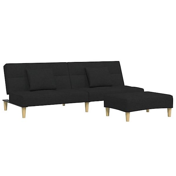 vidaXL Sofa Schlafsofa 2-Sitzer mit Fußhocker Schwarz Stoff günstig online kaufen