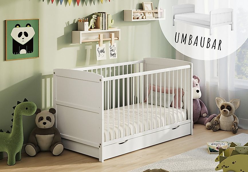 Kids Collective Babybett Kinderbett 60x120/70x140 cm umbaubar zu höhenverst günstig online kaufen