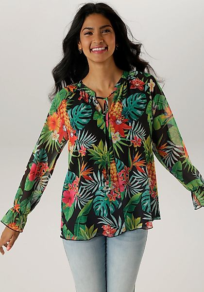 Aniston SELECTED Schlupfbluse, mit blickdichtem Jerseyfutter günstig online kaufen