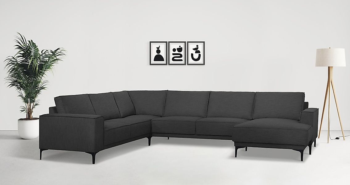 Places of Style Wohnlandschaft "XXL Sofa Oland, Struktur, Flachgewebe, Luxu günstig online kaufen