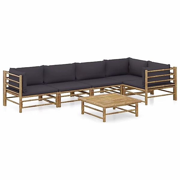 vidaXL 6-tlg Garten-Lounge-Set mit Dunkelgrauen Kissen Bambus Modell 8 günstig online kaufen