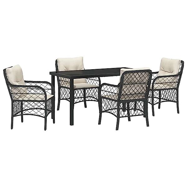 vidaXL Garten Essgruppe mit Kissen 5-Tlg Schwarz Poly Rattan 3380199 günstig online kaufen