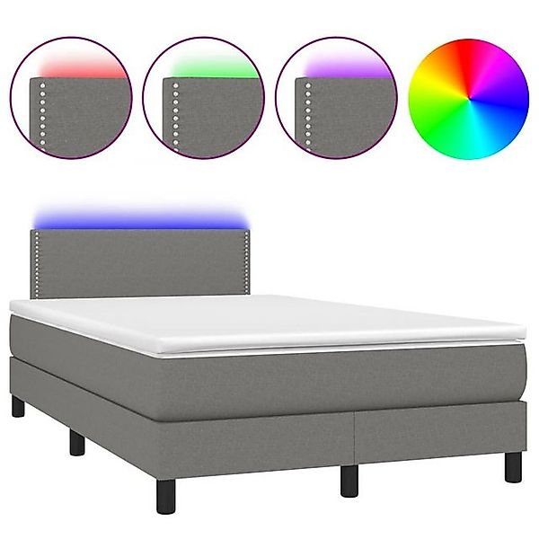 vidaXL Boxspringbett Boxspringbett mit Matratze LED Dunkelgrau 120x200 cm S günstig online kaufen