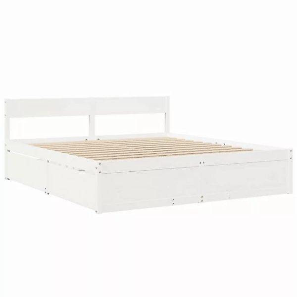 vidaXL Bett Massivholzbett mit Schubladen Weiß 200x200 cm Kiefer günstig online kaufen