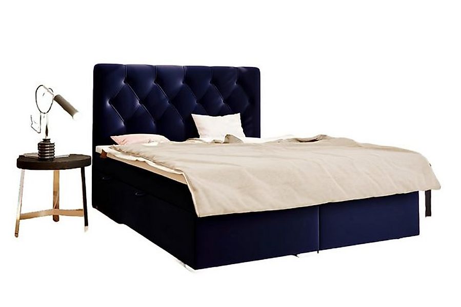 Xlmoebel Bett Hotel Doppel Boxspringbett in Blau mit Textilbezug und (Boxsp günstig online kaufen