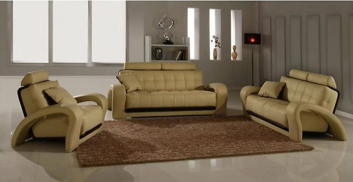 JVmoebel Sofa Ledersofa Couch Wohnlandschaft 3+1+1 Sitzer Sofa Sofa Set Neu günstig online kaufen