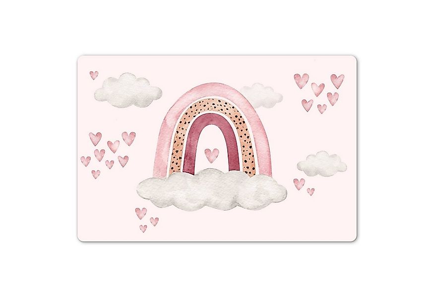 MuchoWow Platzset Regenbogen - Herzen - Rosa - Aquarell - Mädchen, (1-St), günstig online kaufen