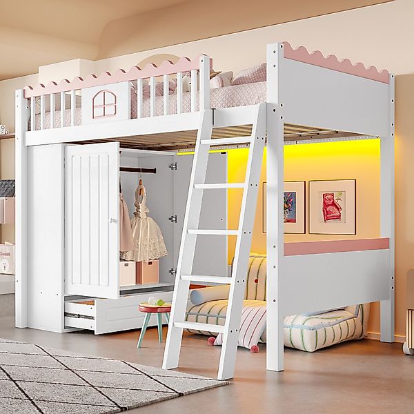 Flieks Hochbett Kinderbett Einzelbett 90x200cm mit günstig online kaufen