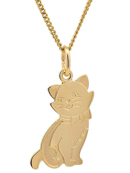 HOPLO Kreuzanhänger Gold Anhänger Katze mit Goldkette massiv 333 - 8 Karat günstig online kaufen