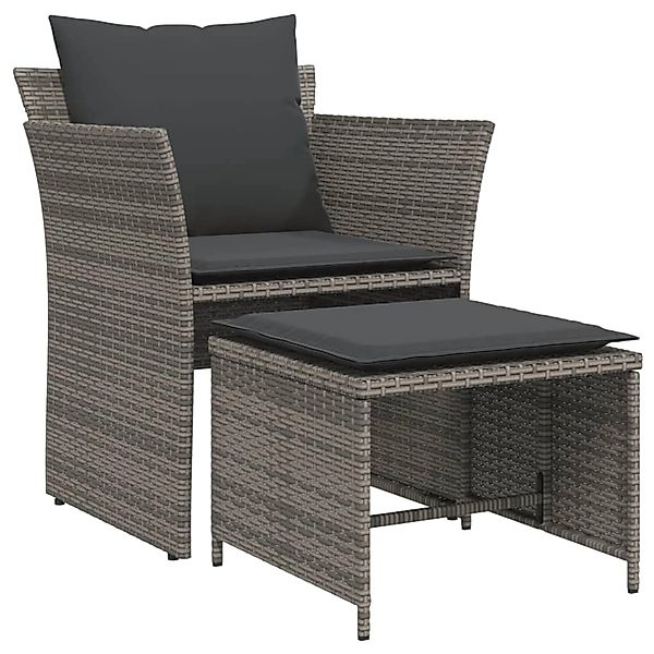 vidaXL Gartenstuhl mit Fußhocker Grau Poly Rattan 368618 günstig online kaufen