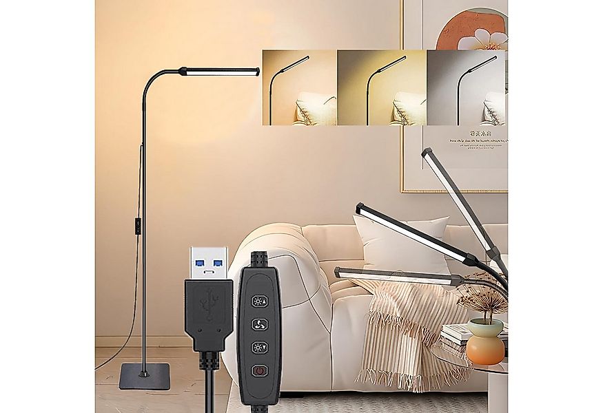 Jibenhome LED Leselampe Stehlampe Wohnzimmer 10W USB Stehleuchte, 10 %–100 günstig online kaufen