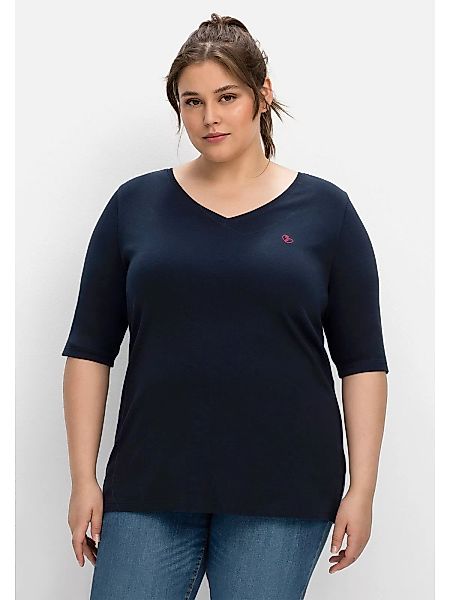 Sheego T-Shirt "Große Größen", mit V-Ausschnitt, in Rippqualität günstig online kaufen