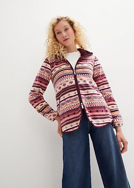 bonprix Fleecejacke "Kapuzen-Fleecejacke mit Norweger-Muster" mit Kapuze Ka günstig online kaufen