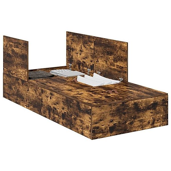 vidaXL Bett Bettgestell mit Stauraum Räuchereiche 90x200 cm (1-tlg) günstig online kaufen