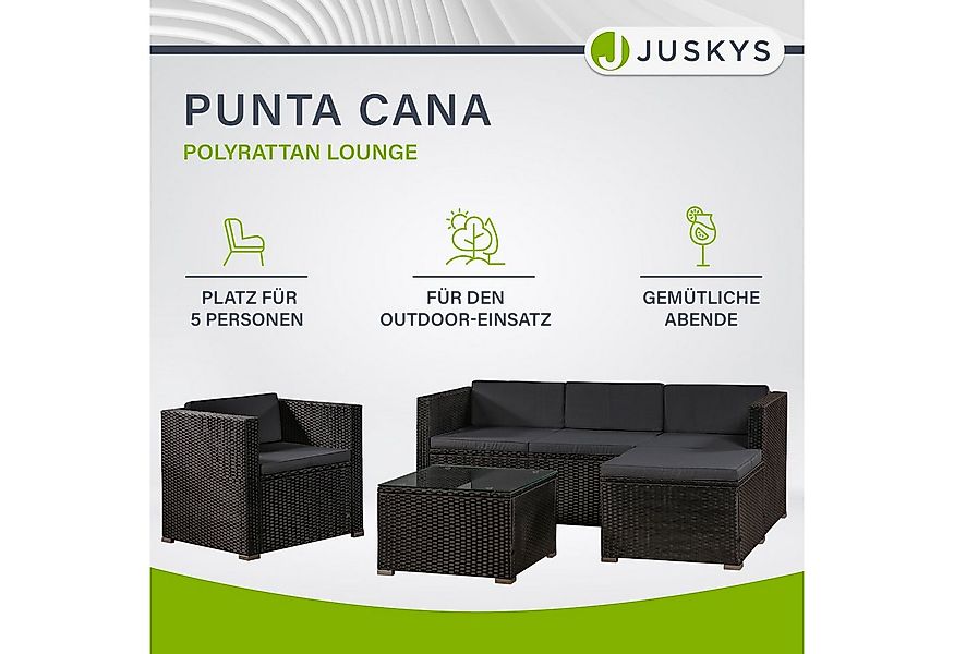 Juskys Gartenlounge-Set Punta Cana, (Set, Sitzgruppe), Polyrattan Sitzgarni günstig online kaufen