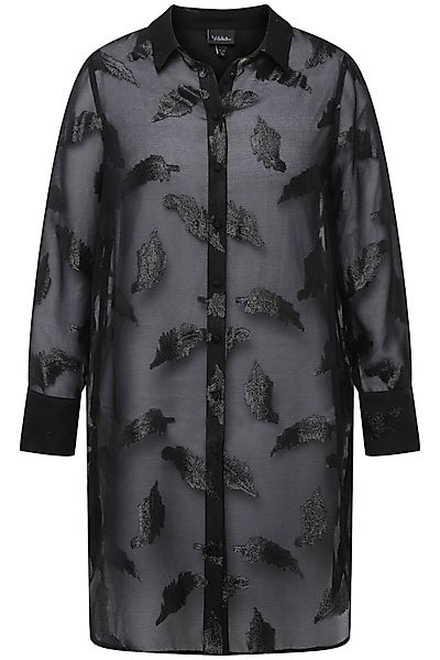 Ulla Popken Hemdbluse Longbluse Chiffon Metallic-Federn günstig online kaufen