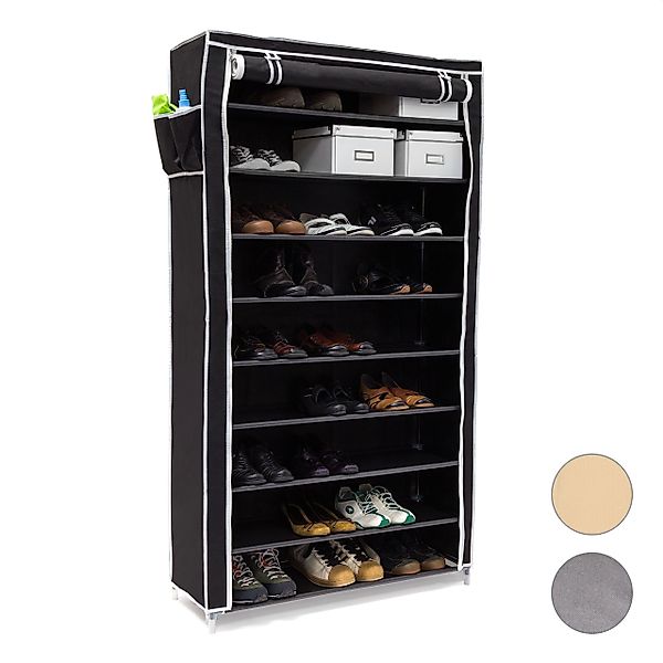 relaxdays Schuhschrank VALENTIN hoch Schwarz günstig online kaufen