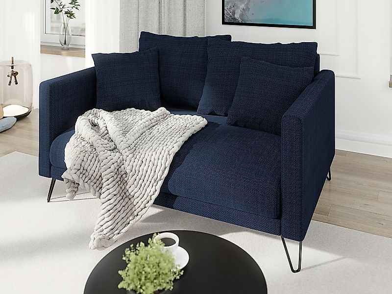 S-Style Möbel 2-Sitzer Sofa Harmony aus Chenille-Stoff mit Hohen Schwarzen günstig online kaufen