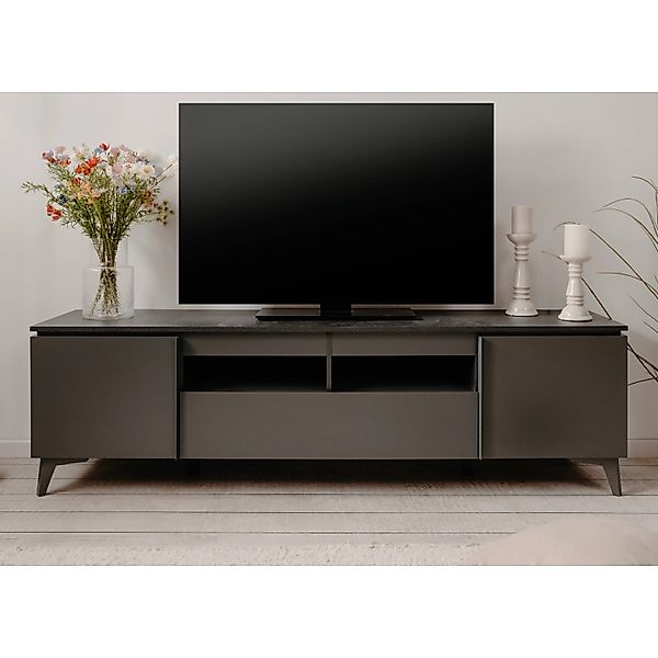 Furn.Design TV-Lowboard Grau Schiefer 177 cm 6 Fächer Modern Visby günstig online kaufen