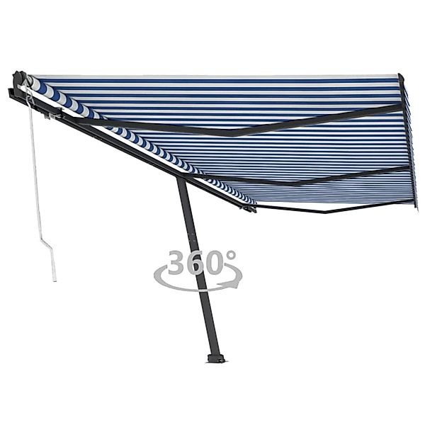 furnicato Standmarkise Automatisch 600x300 cm Blau/Weiß günstig online kaufen