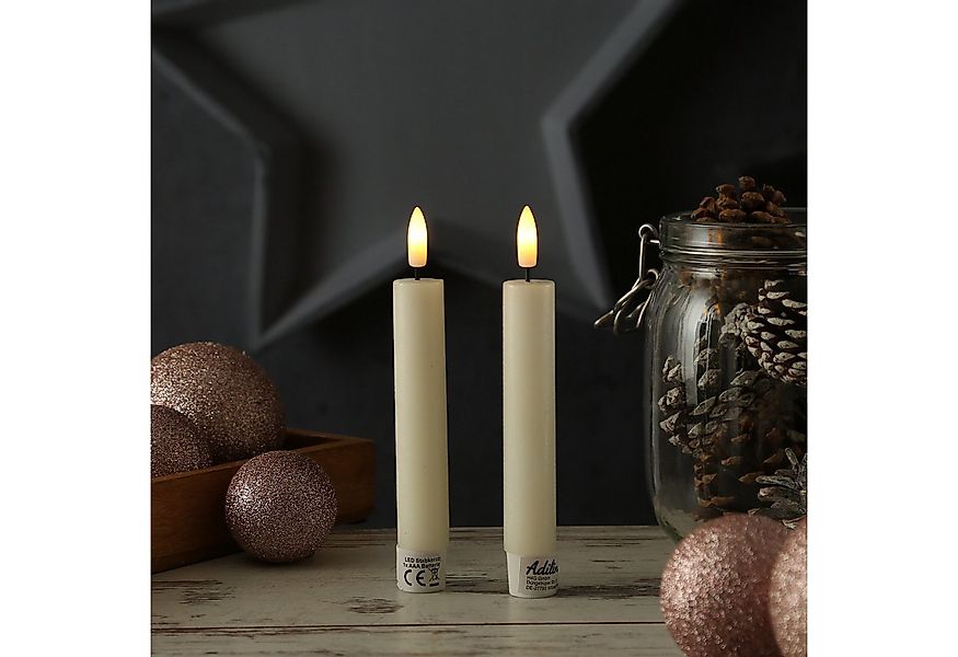 Adilina LED-Kerze LED Stabkerzen Tafelkerzen Dinner Spitzkerzen rustikal 16 günstig online kaufen