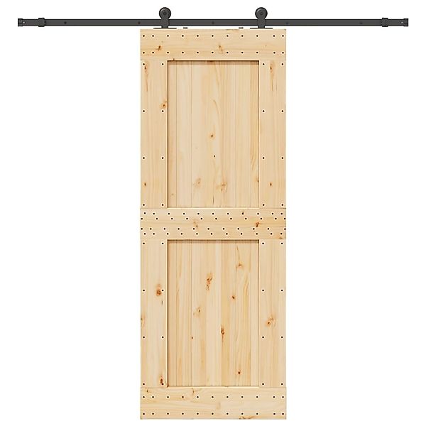 vidaXL Schiebetür mit Beschlag 85x210 cm Massivholz Kiefer 3332720 günstig online kaufen