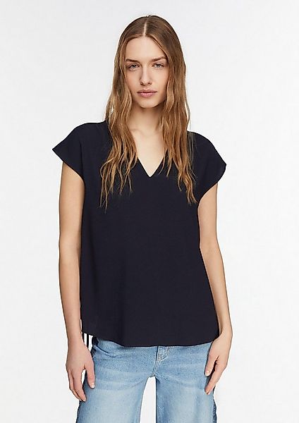 comma Kurzarmbluse Bluse Lockere Crêpe-Bluse mit Bindedetails günstig online kaufen