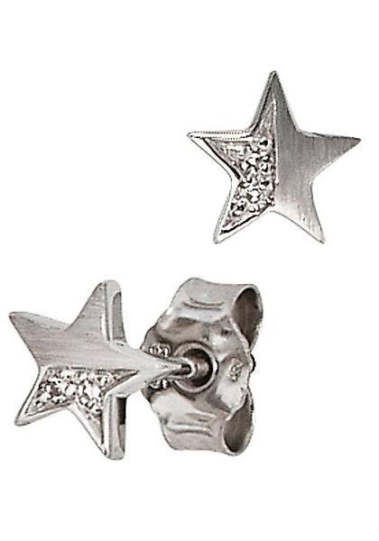 JOBO Paar Ohrstecker Ohrringe Stern, 585 Weißgold mit 4 Diamanten günstig online kaufen