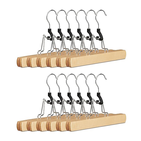 relaxdays Kleiderbügel Hosenspanner Holz 12er Set günstig online kaufen