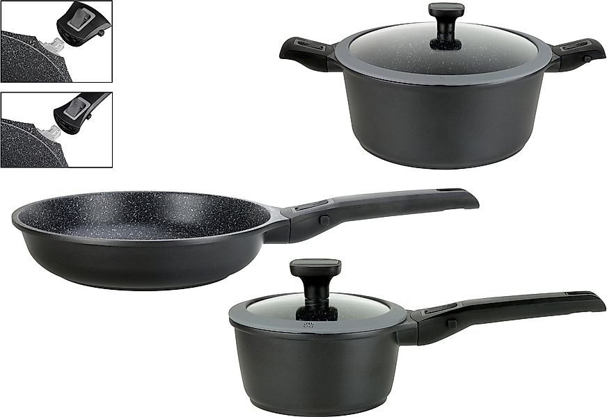 GSW Topf-Set »Easy Click« Set, 1x Kochtopf Ø 20 cm, 1x Stielkasserolle Ø 16 günstig online kaufen