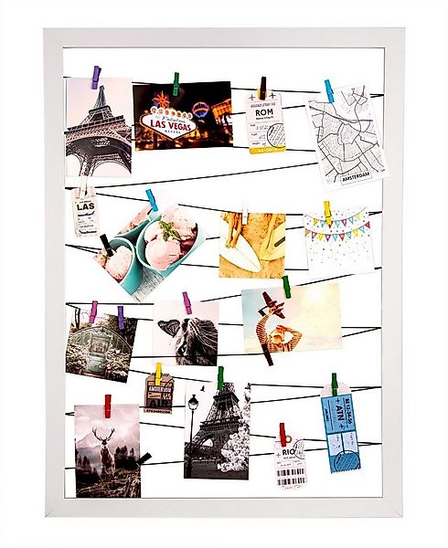 BigDean Fotohalter Fotohalter weiß 75x55 cm mit 20 Holz Klammern, für 20 Bi günstig online kaufen