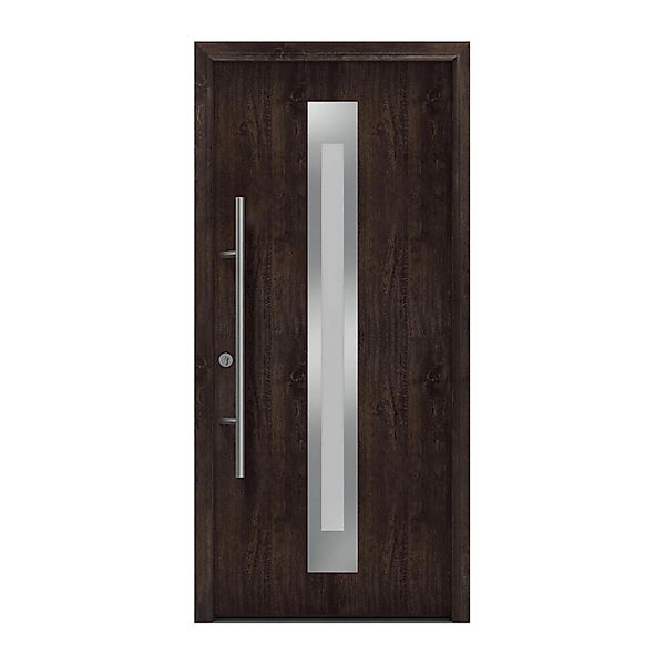 EcoStar Haustür Isopro Secur IPS 770S Eiche Dunkel 110 cm x 210 cm DIN L günstig online kaufen