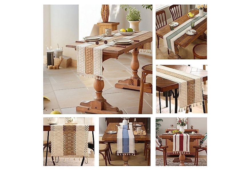 Refttenw Tischläufer Tischläufer mit Quastenbesatz,Boho-Makramee-Tischläufe günstig online kaufen