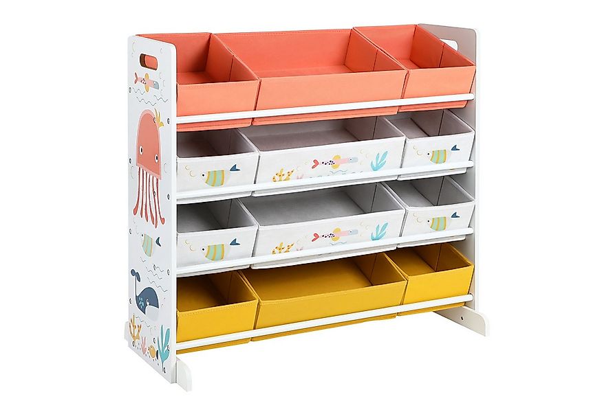 SONGMICS Spielzeugtruhe Kinderzimmerregal, mit 12 Stoffboxen günstig online kaufen