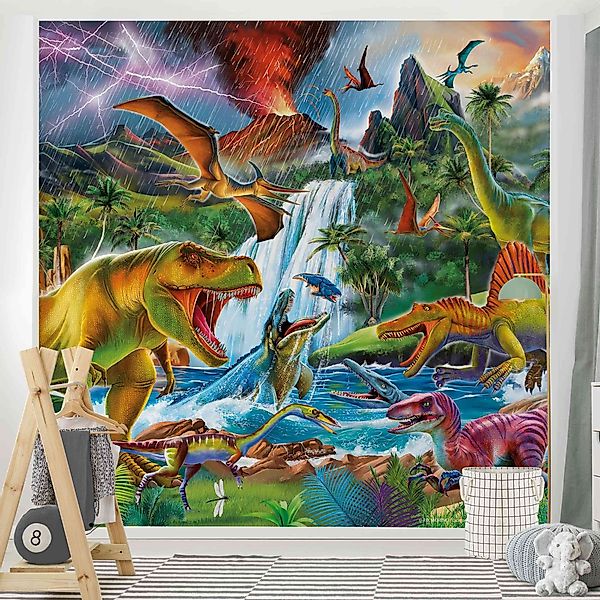 Bilderdepot24 Kindertapete Kinderzimmer Dinosaurier Urzeitgewitter Kinder günstig online kaufen