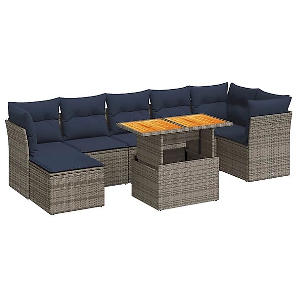 vidaXL 8-Tlg Garten-Sofagarnitur mit Kissen Grau Poly Rattan 3326959 günstig online kaufen