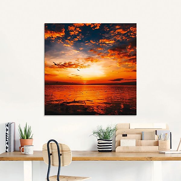 Artland Glasbild »Sonnenuntergang am Strand«, Sonnenaufgang & -untergang, ( günstig online kaufen