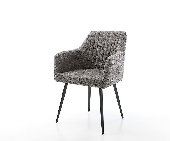 Esszimmerstuhl Greg-Flex Bouclé Grau 4-Fuß konisch Schwarz günstig online kaufen