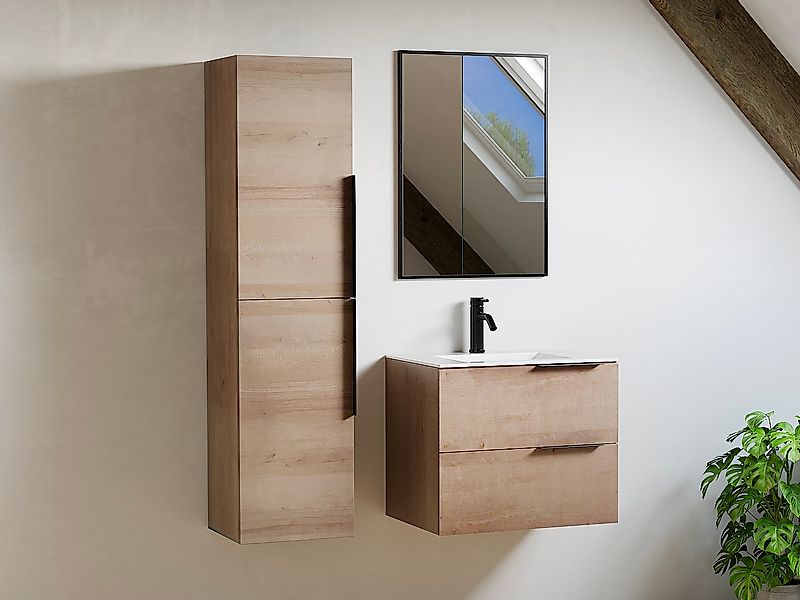 Hängeschrank fürs Badezimmer - Helles Naturholz - 140 cm - NISAYA günstig online kaufen