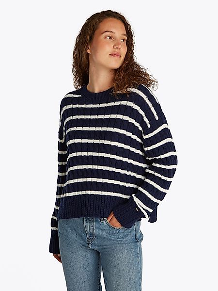 Tommy Hilfiger Rundhalspullover SOFT CO CABLE günstig online kaufen